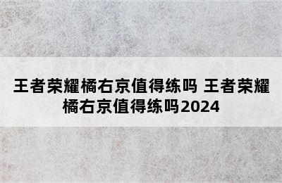 王者荣耀橘右京值得练吗 王者荣耀橘右京值得练吗2024